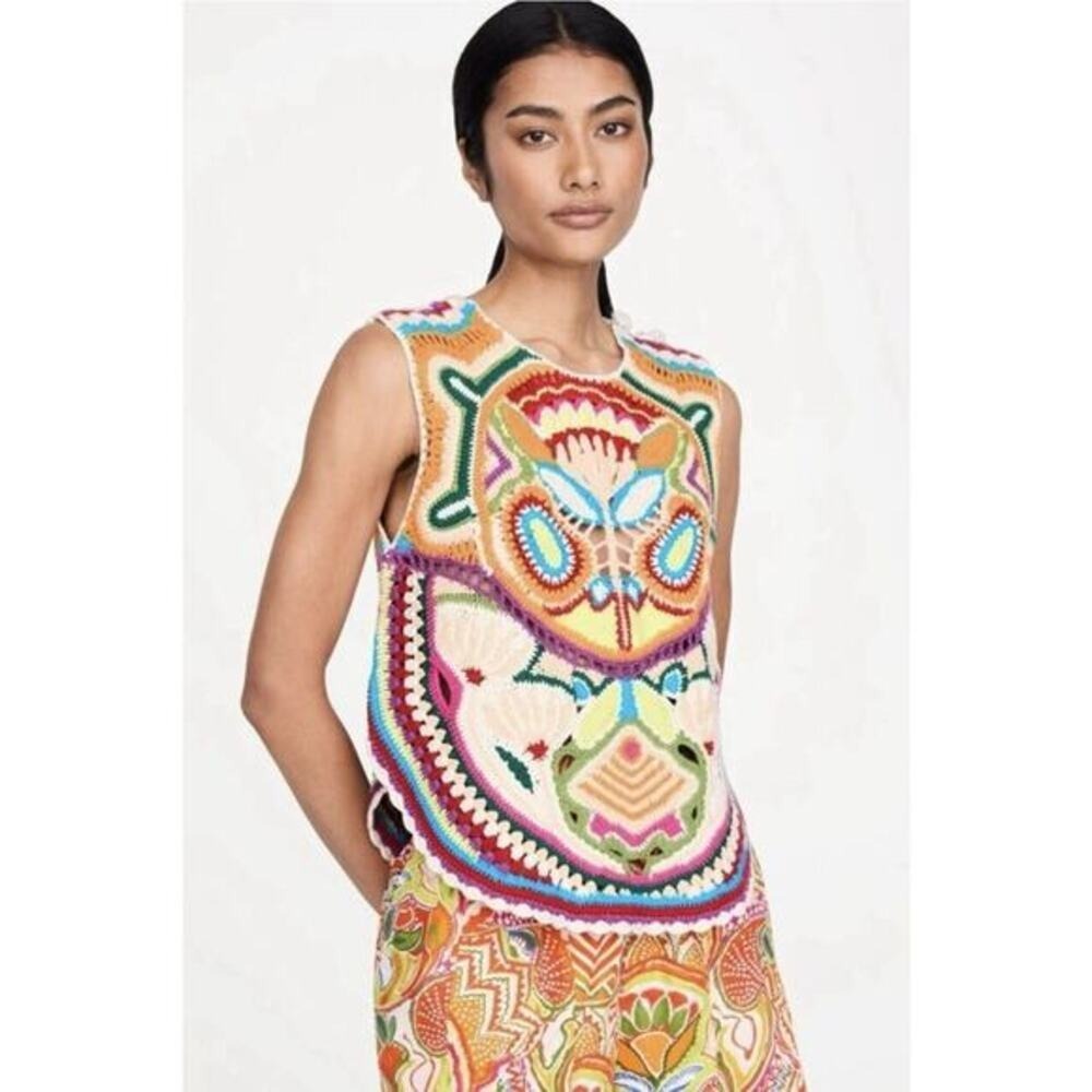 NWT Marie Oliver Armory Rainforest Crochet Linen Blend Tank Top